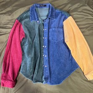 Nasty Gal corduroy color block button up size large